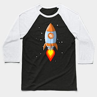 Bitcoin Rocket - Funny Crypto Moon Joke Blockchain Investor Baseball T-Shirt